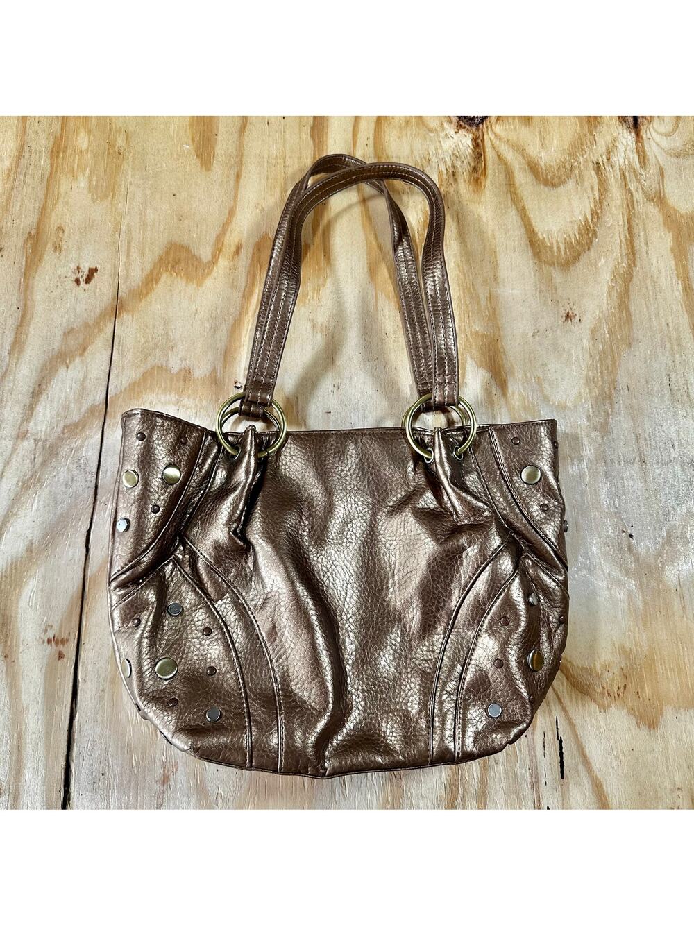 Vintage Y2K Metallic Bronze Studded Shoulder Bag - Size OS